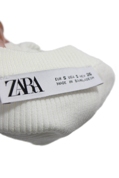 Zara Women Basic Sleeveless High Neck Viscose Tank Pullover White Size S