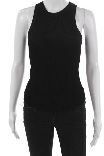 Zara Women Basic Sleeveless Viscose Tank Black Round Neck Size S