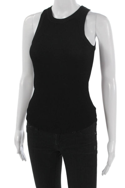 Zara Women Basic Sleeveless Viscose Tank Black Round Neck Size S