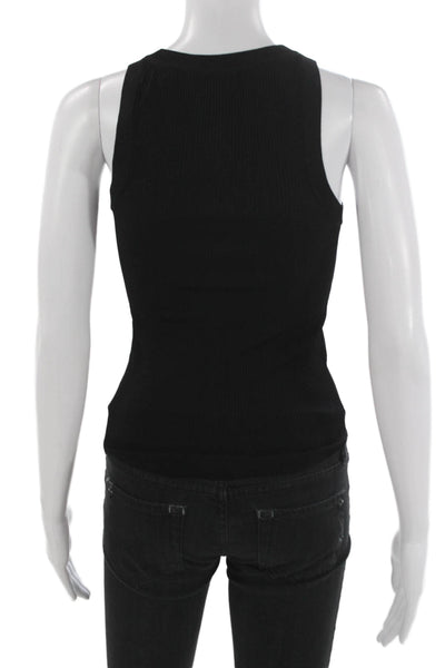 Zara Women Basic Sleeveless Viscose Tank Black Round Neck Size S