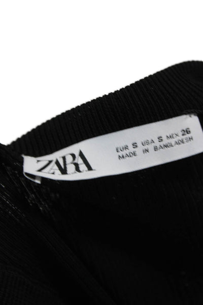 Zara Women Basic Sleeveless Viscose Tank Black Round Neck Size S