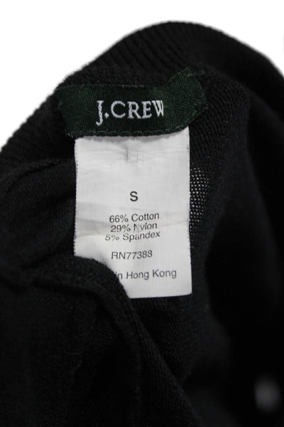 J Crew Women Cardigan Black 3/4 Sleeve Crewneck Cotton Size S