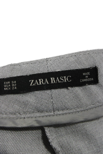 Zara Basic Womens Cropped Pants Gray Polyester Zip Waist Size 2