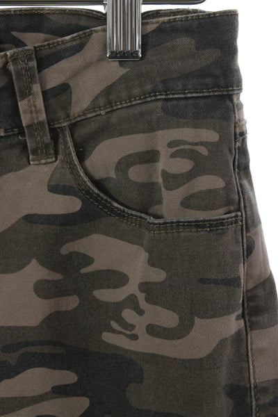 Sanctuary Womens Multicolor Camouflage Wide-Leg Jeans Cotton Size 25
