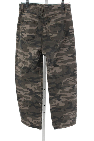 Sanctuary Womens Multicolor Camouflage Wide-Leg Jeans Cotton Size 25