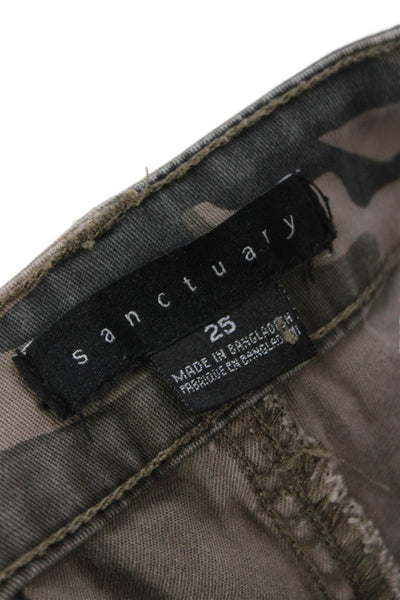 Sanctuary Womens Multicolor Camouflage Wide-Leg Jeans Cotton Size 25