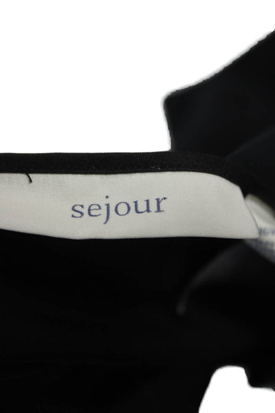 Sejour Womens Sheath Dress Black Rayon V Neck Short Sleeve Knee Length Size 16W