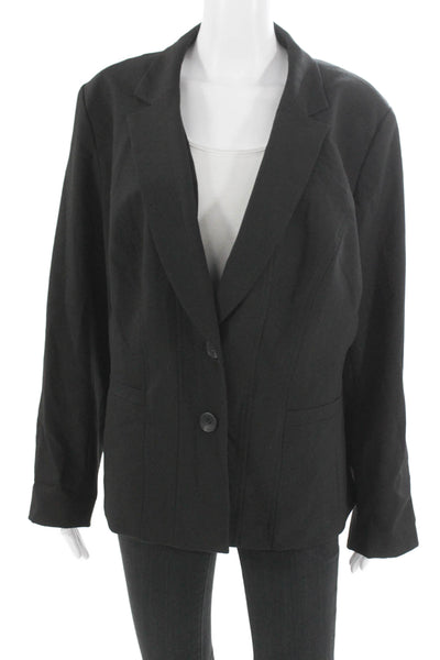 Sejour Womens Black Polyester Blazer Buttoned Long Sleeve Plus Size 16W