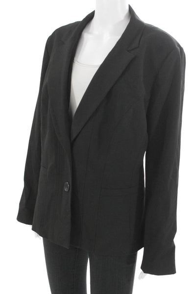 Sejour Womens Black Polyester Blazer Buttoned Long Sleeve Plus Size 16W