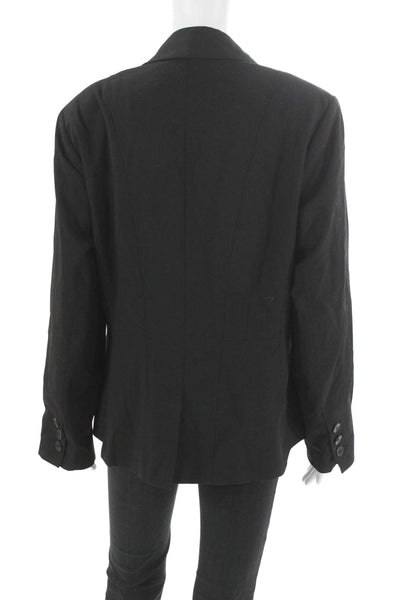 Sejour Womens Black Polyester Blazer Buttoned Long Sleeve Plus Size 16W