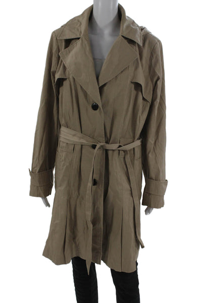 Via Spiga Womens Trench Coat Beige Button Long Sleeve Size 1X
