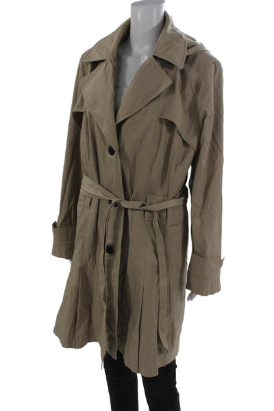 Via Spiga Womens Trench Coat Beige Button Long Sleeve Size 1X