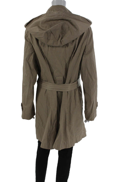Via Spiga Womens Trench Coat Beige Button Long Sleeve Size 1X