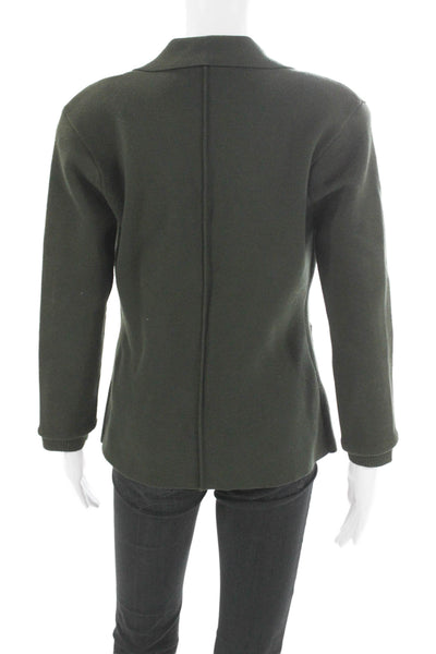 L'Agence Womens Green Collared Button Cardigan Sweater Long Sleeve Size XS Tall