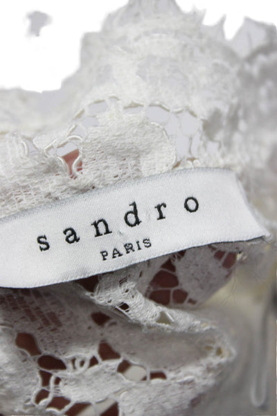 Sandro Womens Silk High Neck Long Sleeve Basic Blouse White Size 1