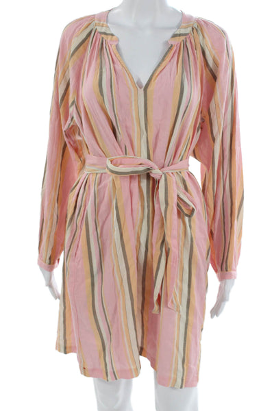 Xirena Womens Multicolor V-Neck Long Sleeve Shift Dress Knee Length Size XS