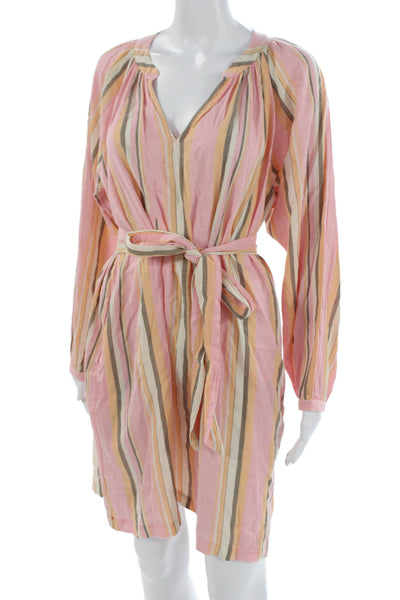 Xirena Womens Multicolor V-Neck Long Sleeve Shift Dress Knee Length Size XS