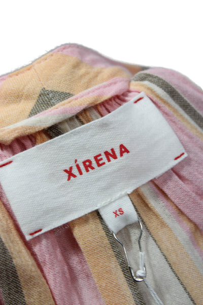 Xirena Womens Multicolor V-Neck Long Sleeve Shift Dress Knee Length Size XS