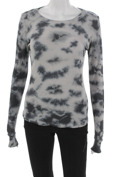 XXI Women Basic Tie Dye Gray Cotton Long Sleeve Round Neck Tee Petite Size S