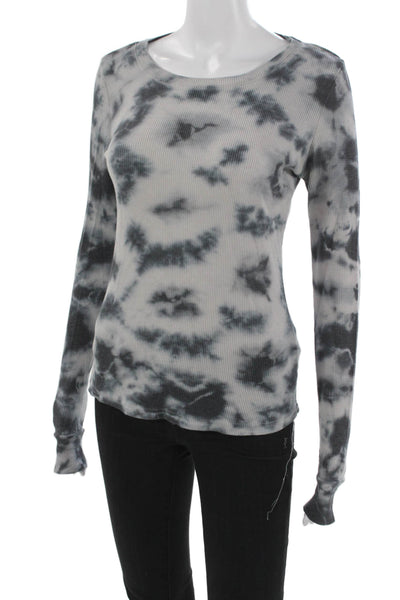 XXI Women Basic Tie Dye Gray Cotton Long Sleeve Round Neck Tee Petite Size S