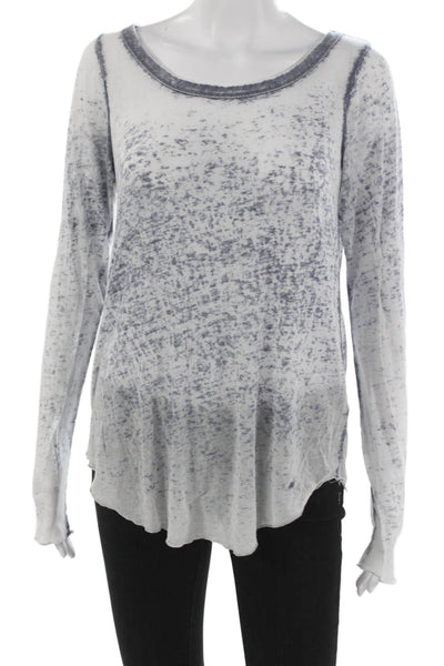 Chaser Womens White Cotton Scoop Neck Spotted Long Sleeve Basic T-Shirt Size XS