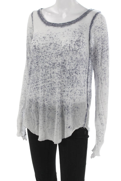 Chaser Womens White Cotton Scoop Neck Spotted Long Sleeve Basic T-Shirt Size XS
