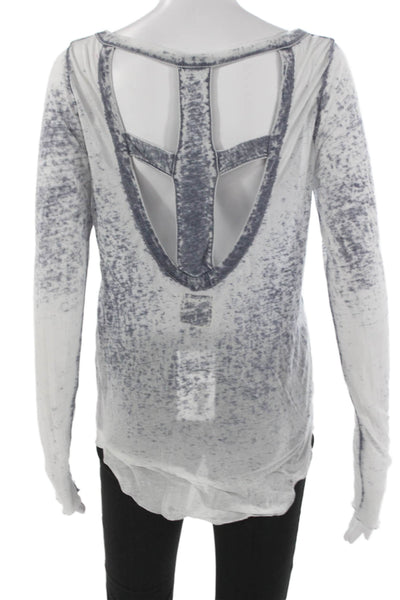 Chaser Womens White Cotton Scoop Neck Spotted Long Sleeve Basic T-Shirt Size XS