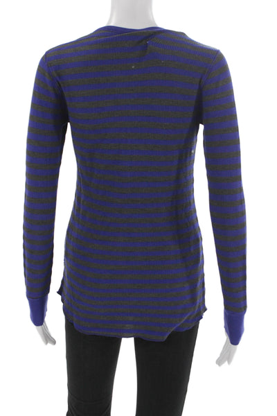 Splendid Women Tunic T Shirt Blue Henley Long Sleeve Size XS