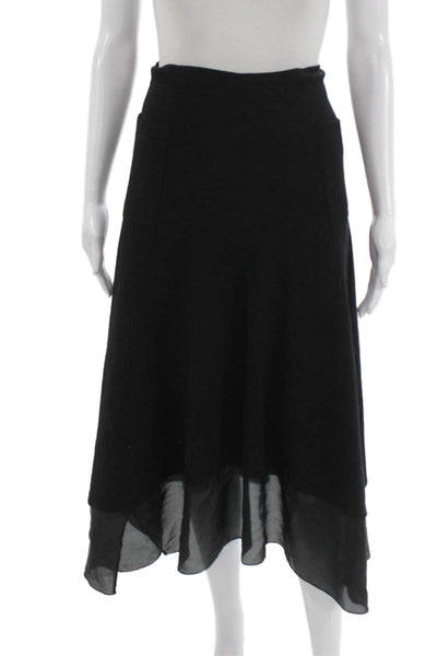 Morgane Le Fay Womens A-Line Wool Skirt Black Long Zip Size M