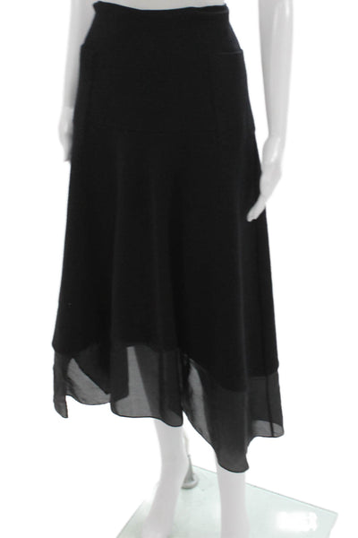 Morgane Le Fay Womens A-Line Wool Skirt Black Long Zip Size M