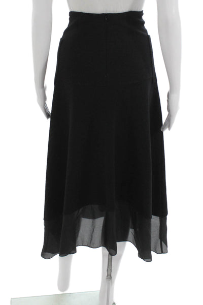 Morgane Le Fay Womens A-Line Wool Skirt Black Long Zip Size M