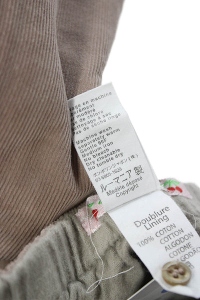 Bonpoint Girls Elastic Waistband Straight Leg Corduroy Pants Brown Size 6M