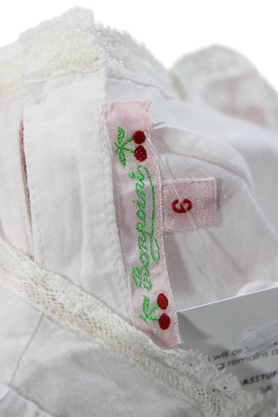 Bonpoint Girls Sleevelss Square Neck Lace Trim Dress White Cotton Size 6 Months