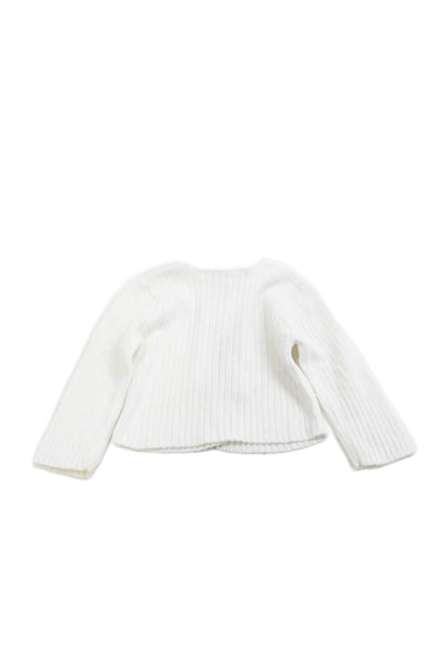 Bonpoint Girls Button Front Long Sleeve Ribbed Cardigan White Size 6 Months