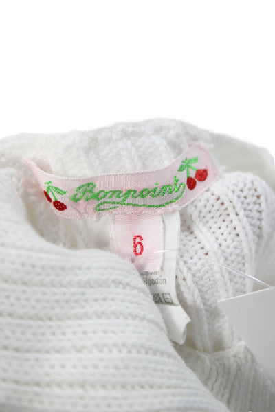 Bonpoint Girls Button Front Long Sleeve Ribbed Cardigan White Size 6 Months