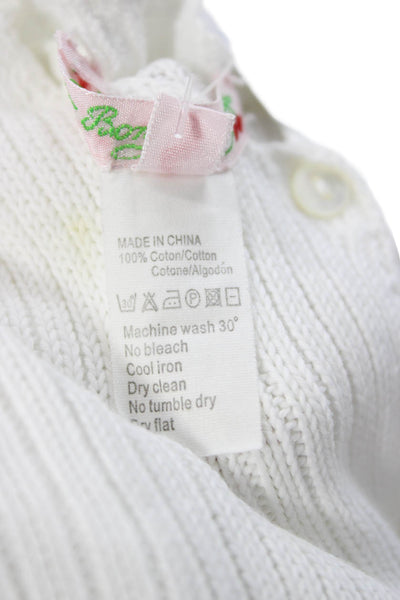Bonpoint Girls Button Front Long Sleeve Ribbed Cardigan White Size 6 Months