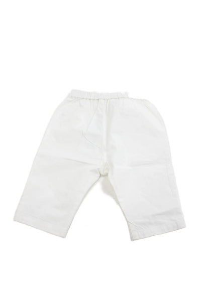 Bonpoint Girls Elastic Waistband Straight Leg Trouser Pants White Cotton Size 6M