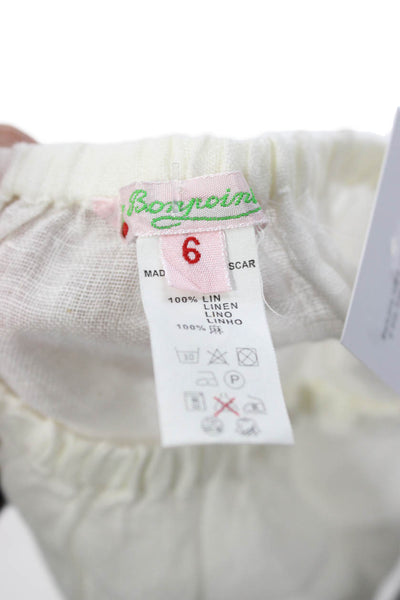 Bonpoint Girls Elastic Waistband Linen Bottoms White Size 6 Months