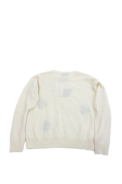 Autumn Cashmere Girls Crew Neck Cashmere Knit Happy Face Sweater White Size 12