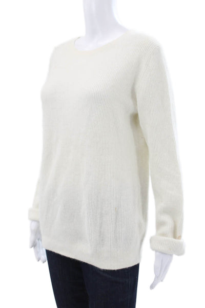 Acne Women Pullover Angora Round Neck Long Sleeve White Sweater Size M