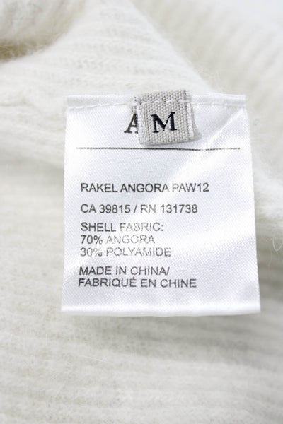 Acne Women Pullover Angora Round Neck Long Sleeve White Sweater Size M