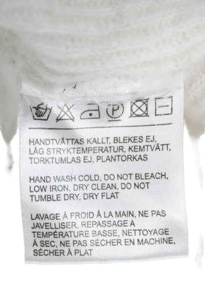 Acne Women Pullover Angora Round Neck Long Sleeve White Sweater Size M