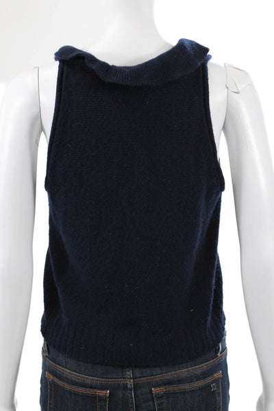 3.1 Phillip Lim Womens Wool Cowl Neck Sleeveless Vest Sweater Blue Size XS