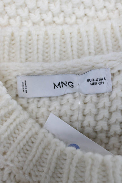 MNG Womens Wool Sleeveless Crew Neck Vest Sweater Ivory Size L