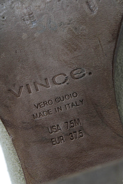 Vince Women's Pointed Toe Block Heel Suede Ankle Boots Beige Size 7.5