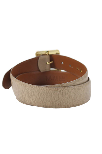 Lauren Ralph Lauren Women's Leather Gold Buckle Belt Beige Size L