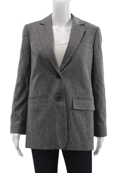Everlane Womens Blazer Gray Wool Herringbone Buttoned Long Sleeve Size 0
