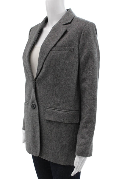 Everlane Womens Blazer Gray Wool Herringbone Buttoned Long Sleeve Size 0
