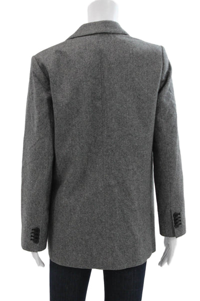 Everlane Womens Blazer Gray Wool Herringbone Buttoned Long Sleeve Size 0