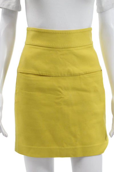 3.1 Phillip Lim Womens Mini Cotton Skirt Yellow Zip Size 0